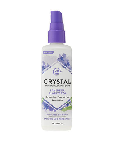 CRYSTAL BODY DEODORANT LAVENDER & WHITE TEA SPRAY 4OZ