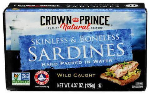 CROWN PRINCE SARDINE BONLESS SKINLESS WATER 4.37OZ