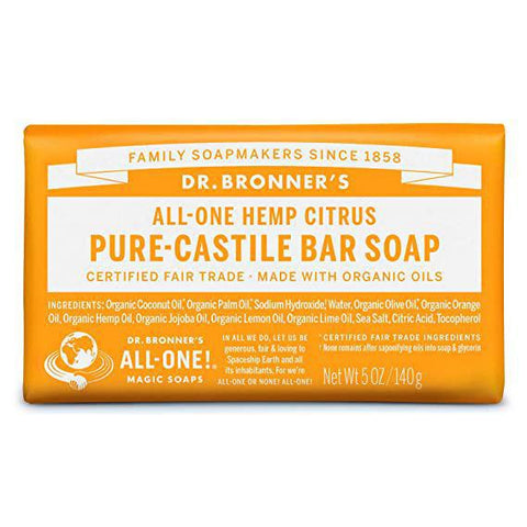 DR BRONNERS SOAP BAR CASTILE CITRUS  ORANGE 5 OZ