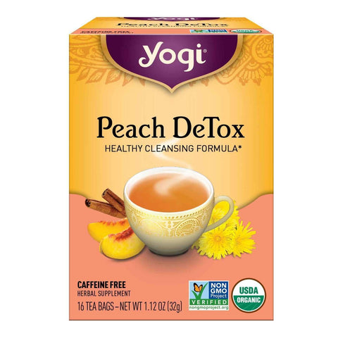 YOGI TEAS TEA PEACH DETOX ORG 16 BG