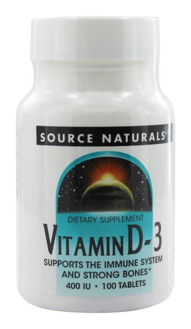 SOURCE NATURALS VITAMIN D-3 400IU 100 TABS